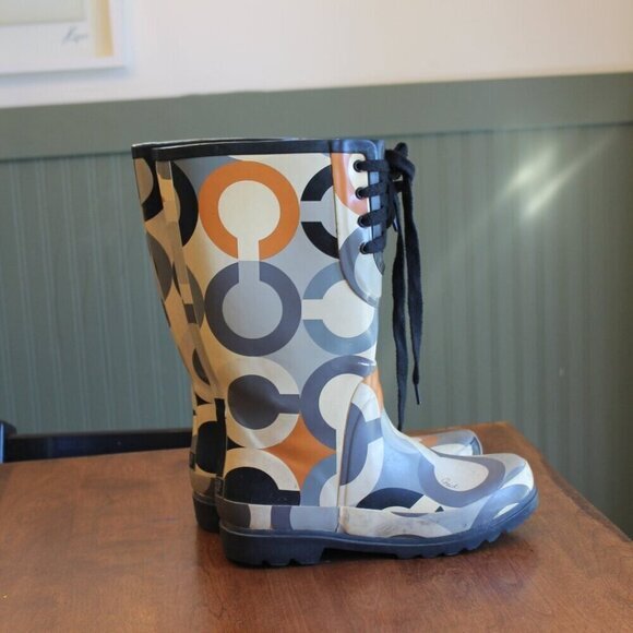 Coach Periwinkle Logo Rain Boots Size 9 - Picture 1 of 6